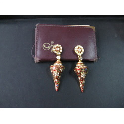 Gold Jadau Hanging Earings