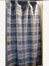 Blue And White Ikat Silk Hand Woven Curtain