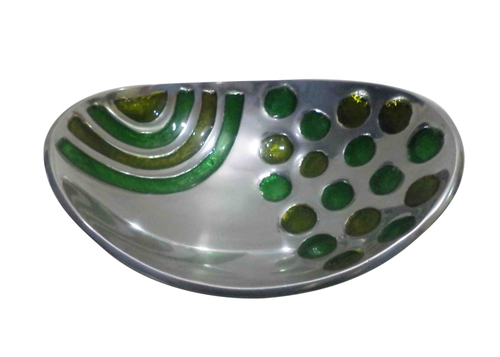 Tray - Aluminum Enamel, 5x10x2 Inches, Green | Durable, Lightweight, Easy Cleaning, Stylish Oval Design
