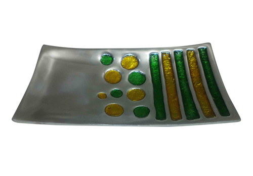 Tray - Metal Enamel 12x8x1 Inches Silver, Durable Elegant Stylish