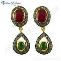 Emerald & Ruby Victorian Earrings