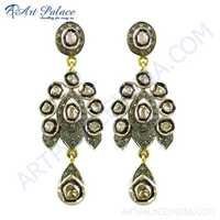 Party Wear Diamond Gold Plated Earrings