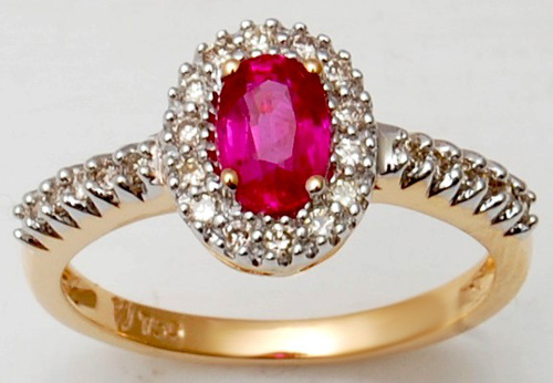 Natural Red Ruby And Diamond Ring - 18K Solid Yellow Gold Prong Setting, Crown Design, Unisex Daily Wear