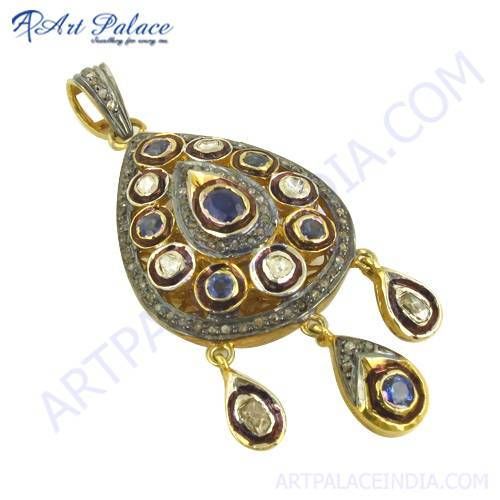 Traditional Diamond & Sapphire Pendant