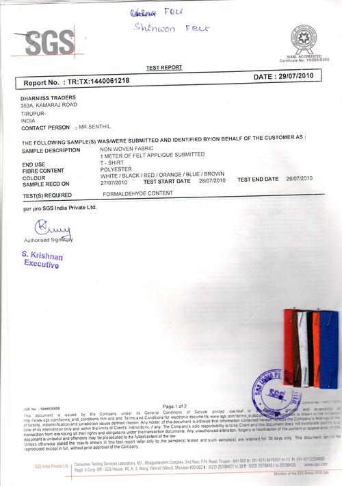 Felt Test Report