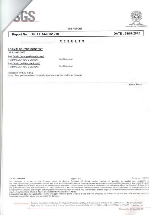 Felt Test Report