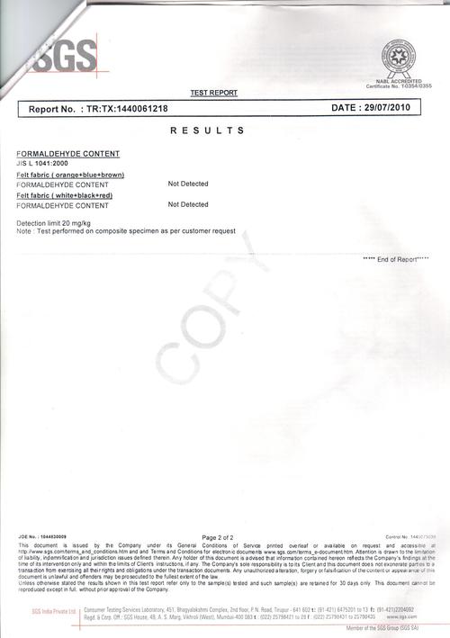 Felt Test Report