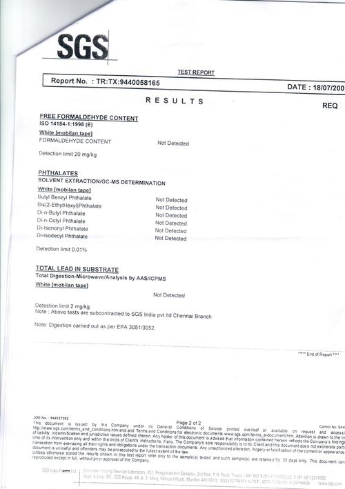 Mobilon Tape Test Report