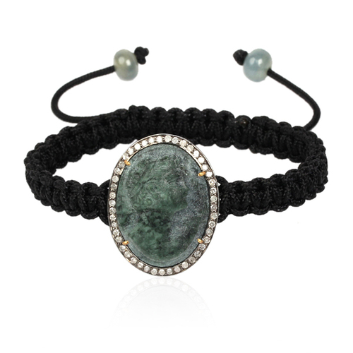 Cameo Bead Macrame Bracelet