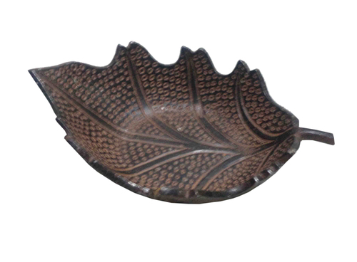 Designer Table Top Leaf - Metal, 12x8 Inches, Black Rust | Elegant, Durable, Rustic Leaf Shape