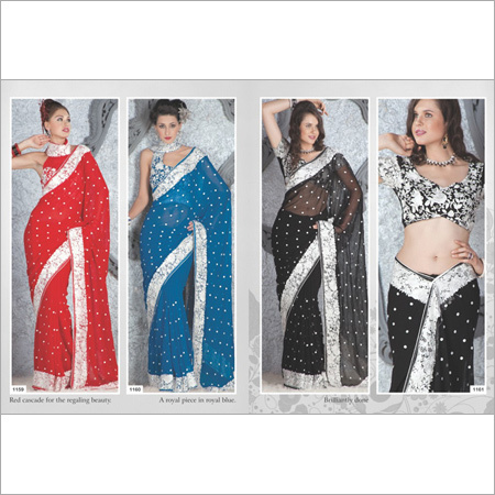 Party Wear Saree - Silk, 5.5 Meters, Red | Elegant Design, Embroidery, Comfortable Fit