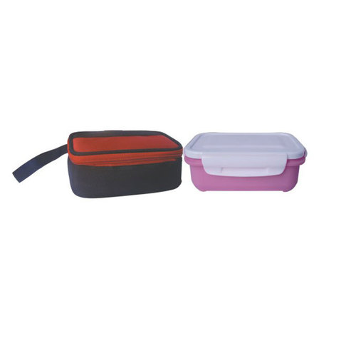 Viena Lunch Pack - Plastic And Fabric, 8x6x3 Inches, Pink | Insulated, Leakproof, Portable Snap Lid