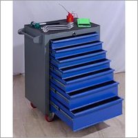 Automobile Tools Trolley - Steel Material, 7 Drawer Count, Blue Color | Caster Wheels, Top Handle Design