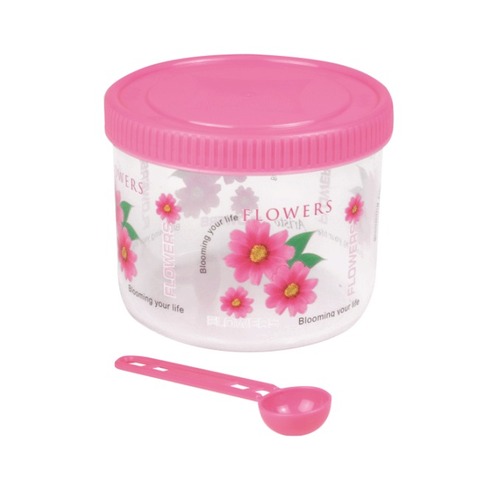Storewell 104 - Plastic 10x10x12 cm Pink, Airtight Seal, Floral Design, Spoon Included