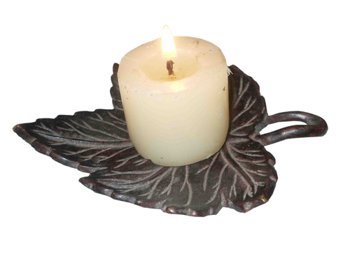 Leaf Tea Light Holder - Metal, 4x3 inches, Bronze | Elegant Design, Ambiance Creation, Durable Material
