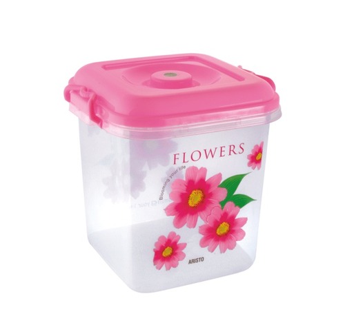 Modern 222 Printed 13 LTR (27x27x29.5 cm) Plastic, Pink - Sealed Storage, Floral Design, Lightweight, Stackable