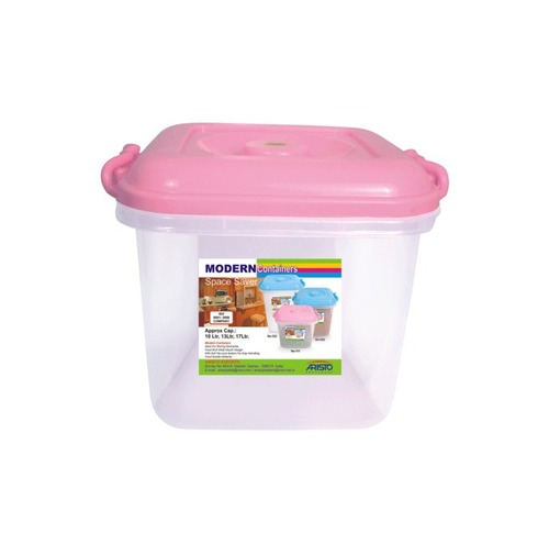 Modern 111Plain 10 LTR. - Plastic, 27x27x24 cm, Pink | Airtight Seal, Stackable Design, Food Storage Container