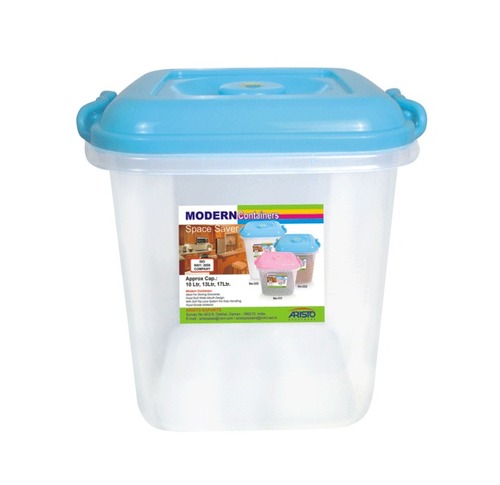 Modern 222 Plain 13 LTR (27x27x29.5 cm) - Plastic, Transparent, Airtight Seal, Stackable, Snap-On Lid
