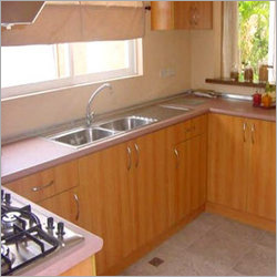 Modular Kitchen - Wood Material Variable Dimensions Wood Grain Finish | Space Saving Customizable Design Durable Easy Installation Modern Style Efficient Workflow