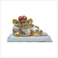 Marble Decorative Statues - Marble, Ganesh Shape, Rectangle, White Color | Lightweight Design, Smooth Finish, Intricate Detailing