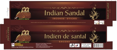 Indian Sandal Incense Sticks - Wood 10x2x1 cm, 20 Sticks | Sandalwood Scent, Aromatic, Long-Lasting Burn, Calming Aroma