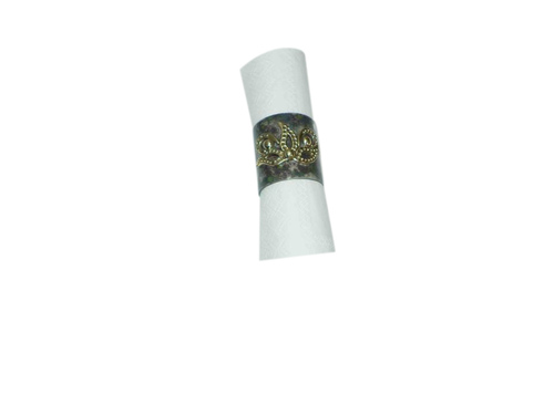 Designer Napkin Ring - Metal & Fabric, 2x1 Inch, Matte Black | Elegant Floral Design, Durable, Re-usable