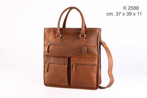 Ladies Leather Bag - Genuine Leather, 12x10x5 inches, Brown | Zipper Closure, Multiple Pockets, Durable, Spacious, Stylish