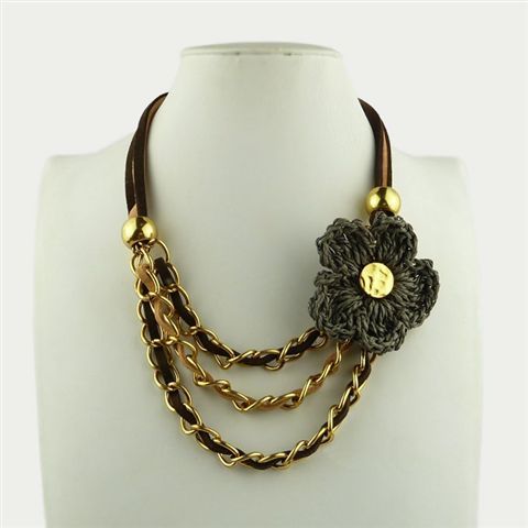 Necklaces - Brass, 18-20 Inches, Gold | Adjustable Closure, Multi-Strand Style, Floral Accent