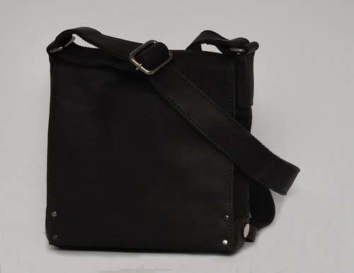 Gents Leather Bag - Genuine Leather, 10x12x5 Inches, Black | Durable, Stylish Design, Adjustable Strap, Zipper Closure