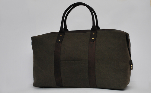 Gents Leather Bag - Genuine Leather, 18x12x6 inches, Dark Green | Durable, Spacious Interior, Zipper Closure, Double Handle