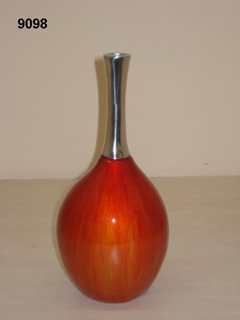 Orange Enameled Flower Vase