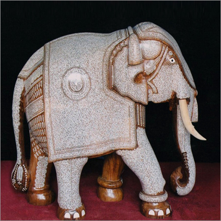 Inlaid Handcrafted Wooden Elephant