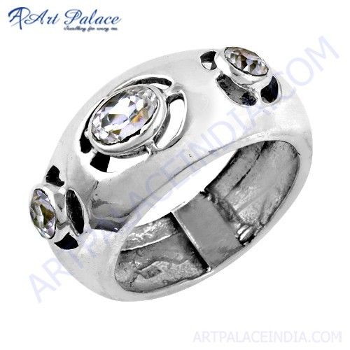 Cubic Zirconia Gemstone Silver Ring