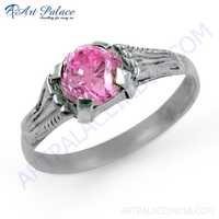Attention Lover Pink Cubic Zirconia Gemstone Silver Ring