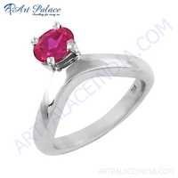Wholesale Handmade Silver Ring With Red Cubic Zirconia