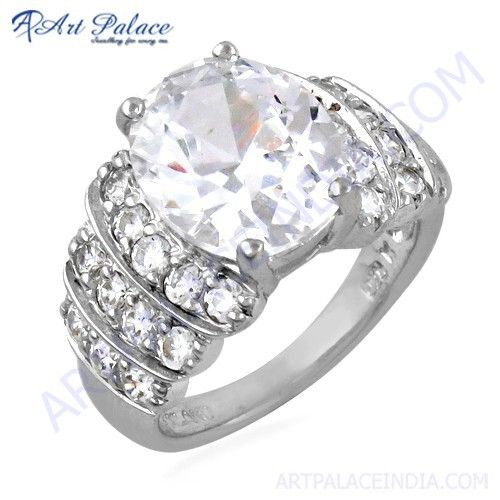 Fabulous Cubic Zirconia Gemstone Silver Ring