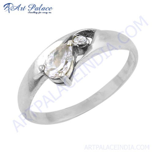 Special Design Cubic Zirconia & White Cubic Zirconia Gemstone Silver Ring