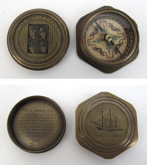 Engraved Beatle Finder Compass, Screw-On Lid, Hexagon Base