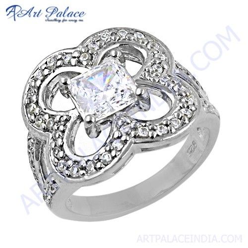 Lastest Luxury Cubic Zirconia Silver Gemstone Ring
