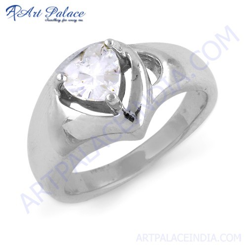 sparkling Heart Shape Gemstone Ring With Cubic Zirconia