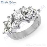 Party Wear 925 Sterling Silver Cubic Zirconia  Gemstone  Ring