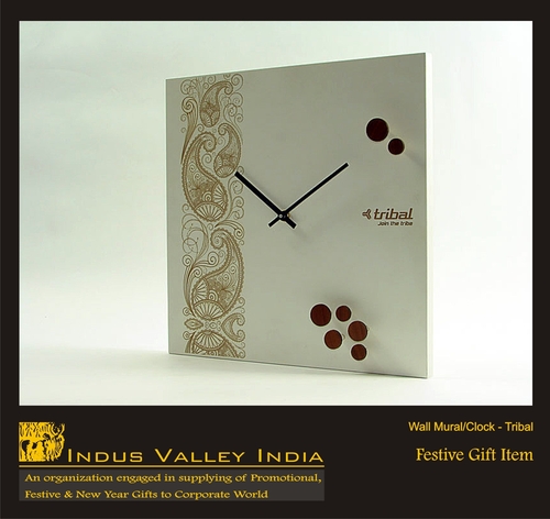 Wall Mural Clock - Tribals
