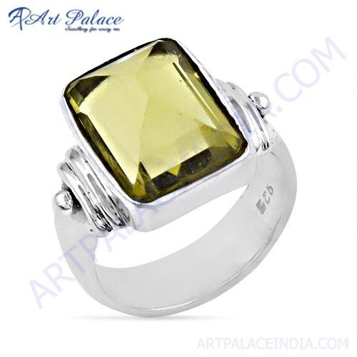 Charming Lemon Quartz Gemstone Silver Ring
