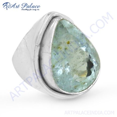 Expensive Aquamarine Gemstone Silver Ring