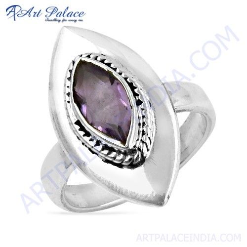 Designer Amethyst Gemstone Silver Ring Jewelry