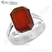 Luxurious Red Onyx Gemstone Silver Ring
