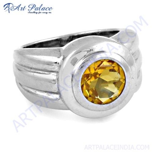 New Extra Shine Citrine Gemstone Silver Ring