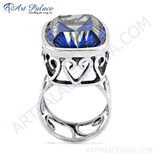 Shiney Blue Mystique Gemstone Silver Ring