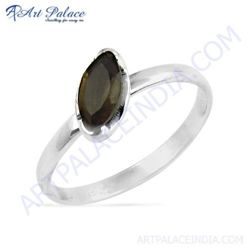 Attractive Gemstone Smokey Quartz Silver Ring