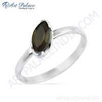 Attractive Gemstone Smokey Quartz Silver Ring